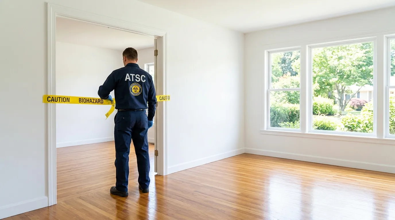 Certified biohazard cleanup crew performing Trauma Scene Cleanup in Winston